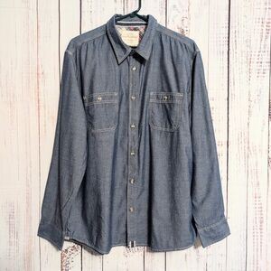 Weatherproof Vintage Men's Denim-Look Cotton Button Up Shirt XL Blue VGC